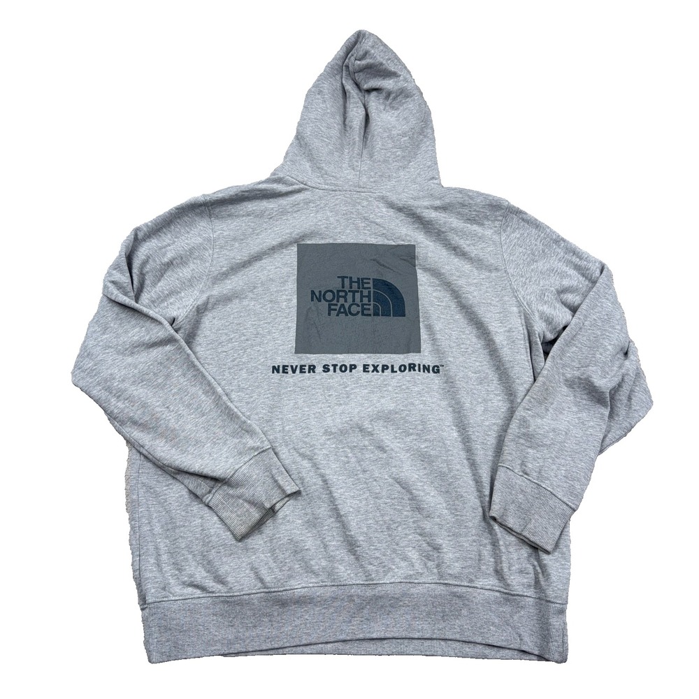 The North Face Hoodie Men XL Heather Gray Sweatshirt Spell Out Hiking Pullover *
